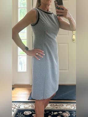 Nipon Boutique Black & White Polka Dot Midi Sheath Dress